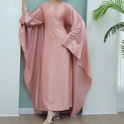 Women's Stretch Satin Modest Abaya Dress