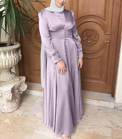 Beaded Elegant Satin Abaya Dress