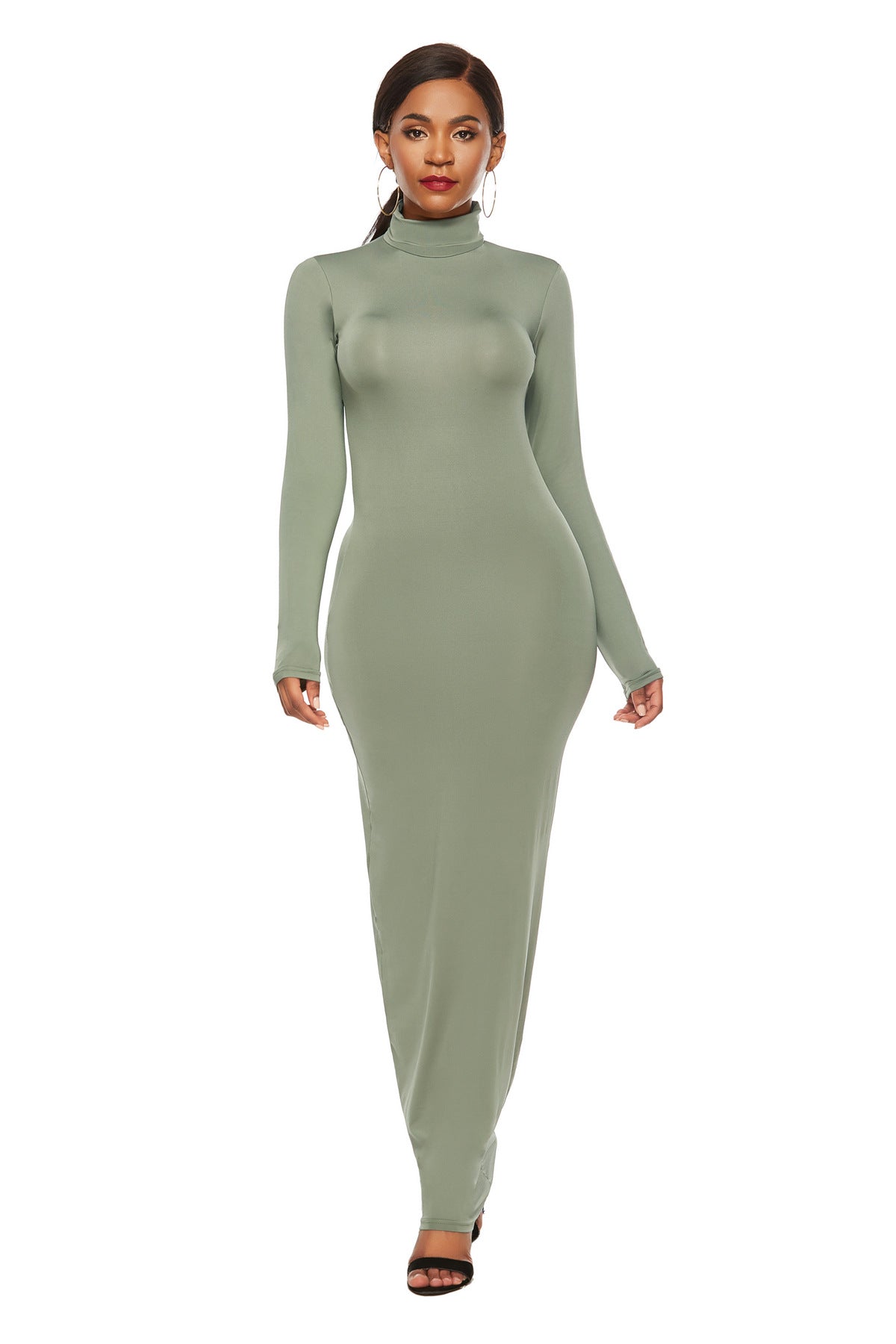 Modest Slim Fit Long Sleeve Turtleneck Dress