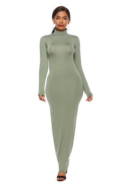 Modest Slim Fit Long Sleeve Turtleneck Dress