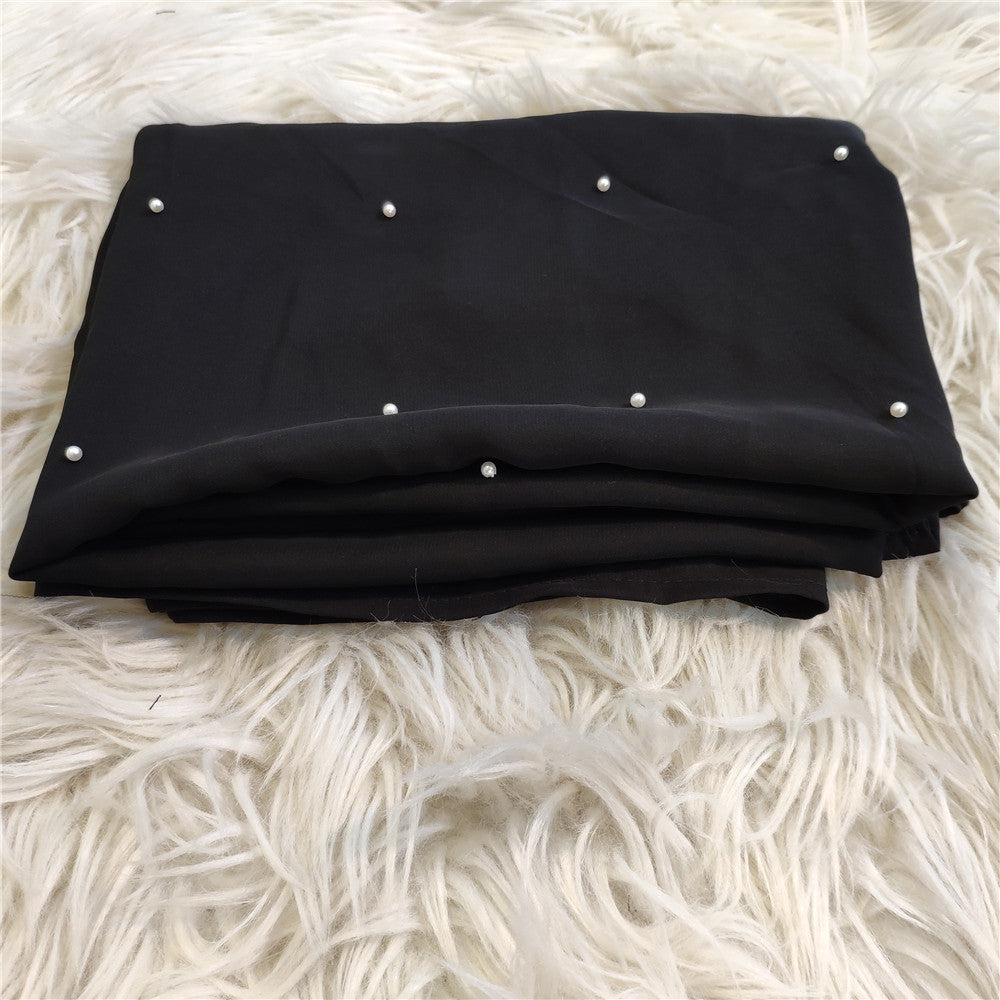 Black Bead Solid Color Hijab