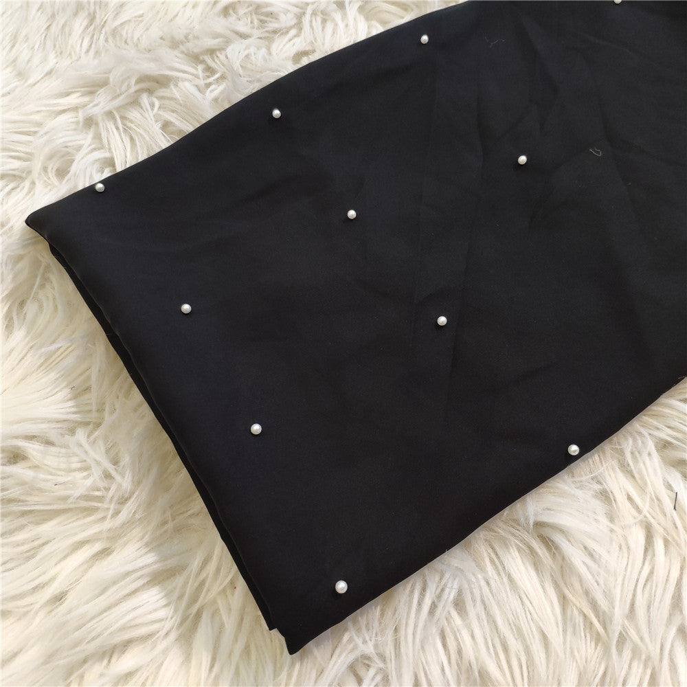 Black Bead Solid Color Hijab