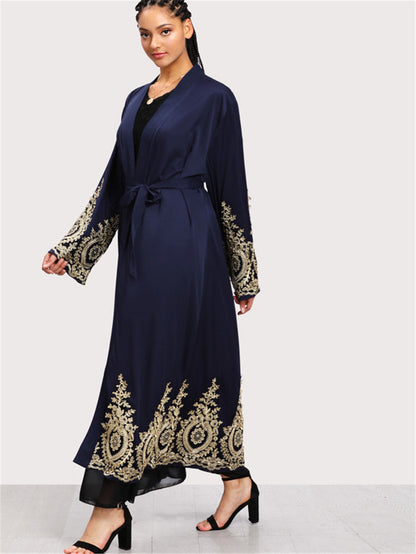 Modest Patchwork Lace Black Robe