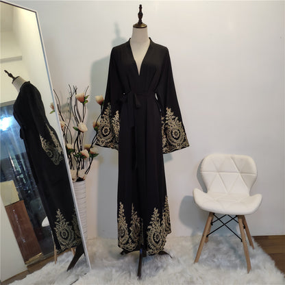 Modest Patchwork Lace Black Robe