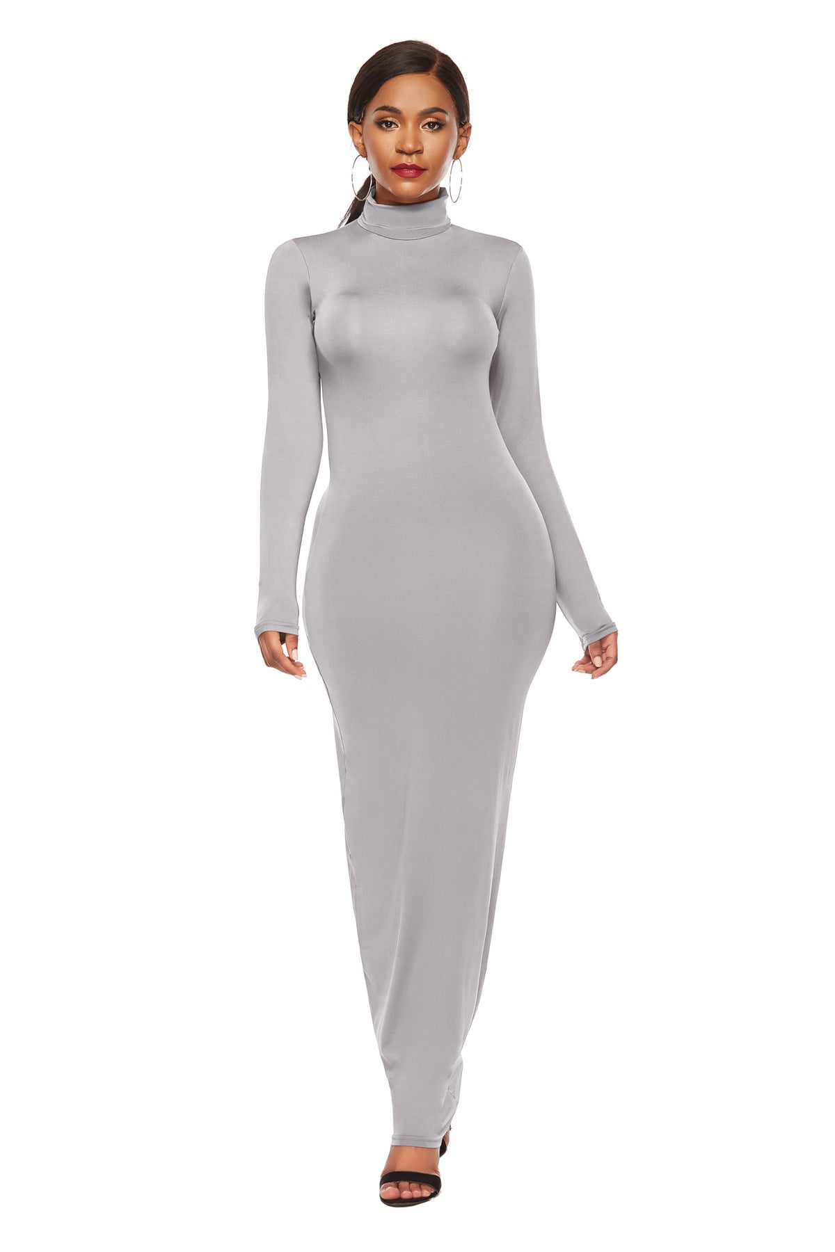 Modest Slim Fit Long Sleeve Turtleneck Dress