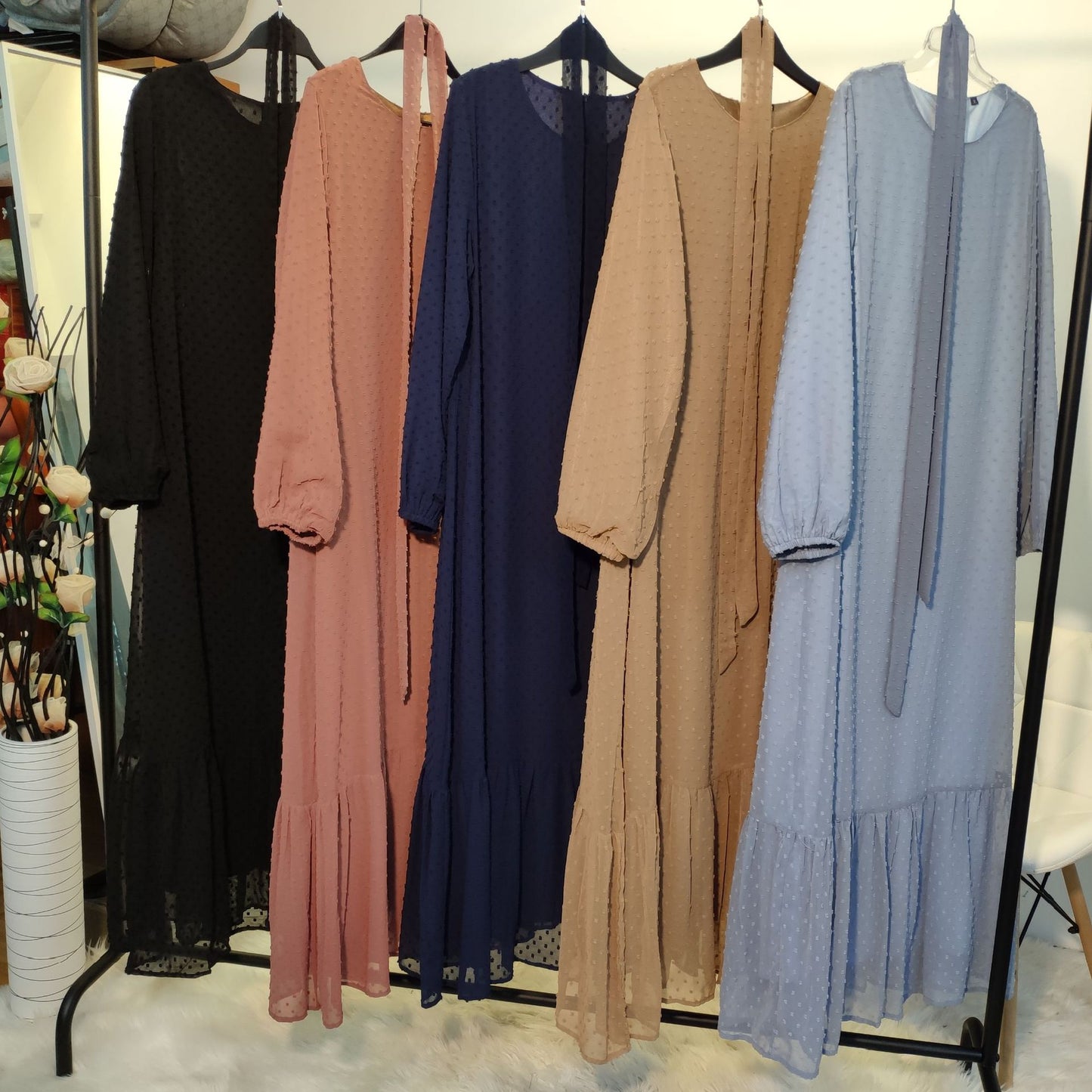 Women's Plain Unique Design Modest Abaya Dress