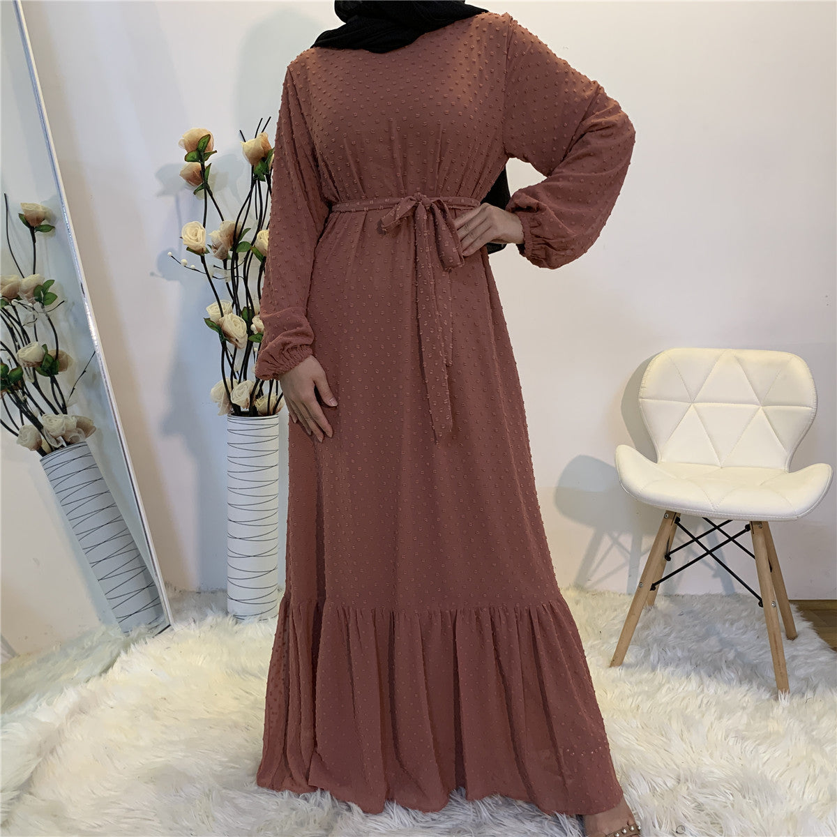 Women's Plain Unique Design Modest Abaya Dress