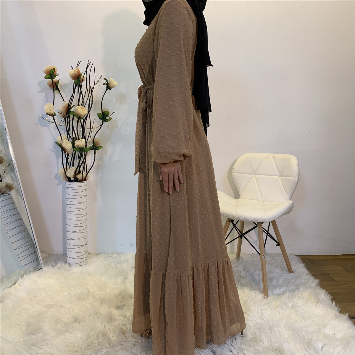 Women's Plain Unique Design Modest Abaya Dress