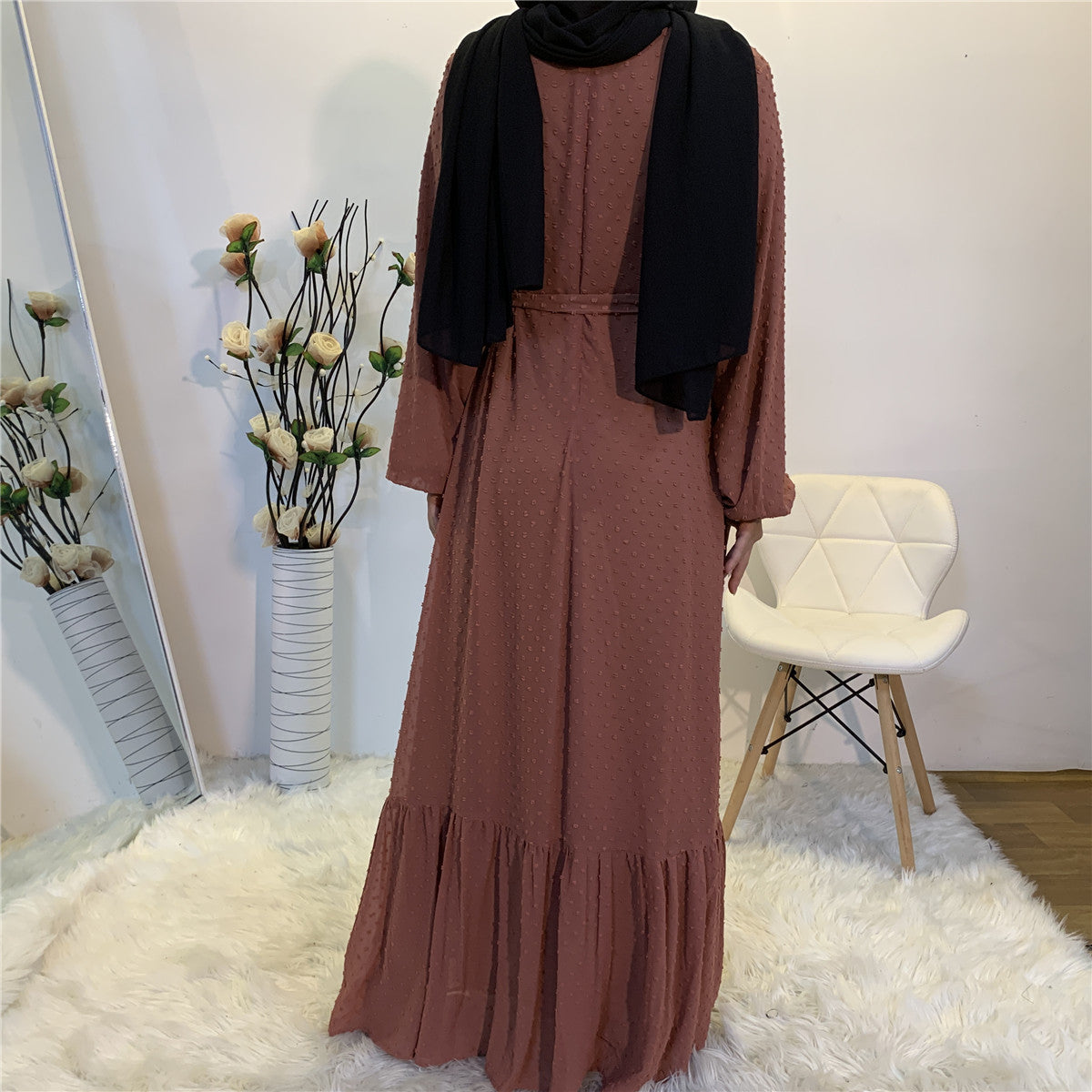 Women's Plain Unique Design Modest Abaya Dress