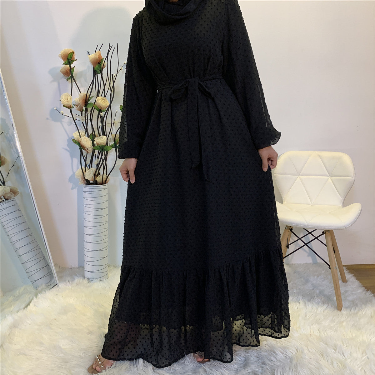 Women's Plain Unique Design Modest Abaya Dress