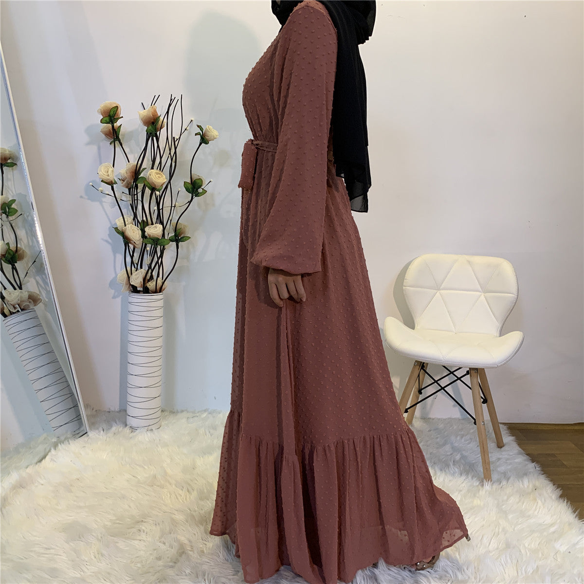 Women's Plain Unique Design Modest Abaya Dress