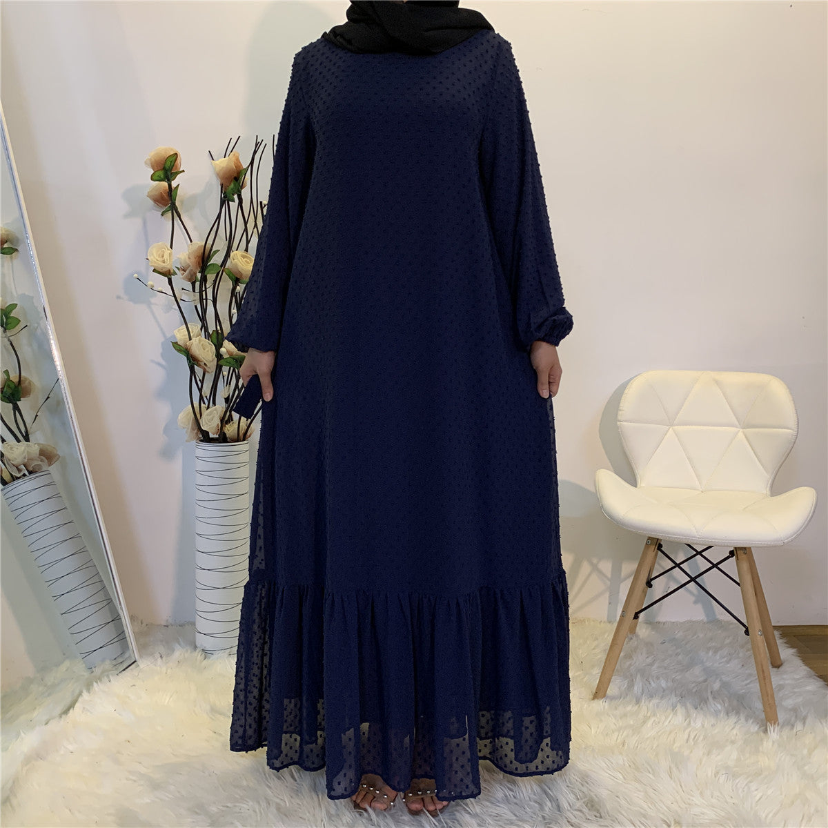 Women's Plain Unique Design Modest Abaya Dress