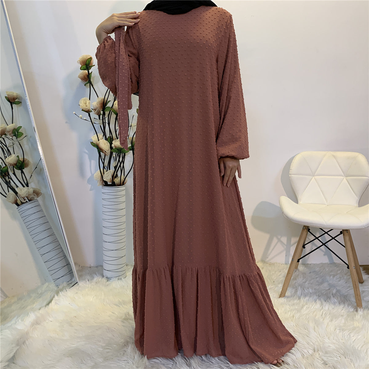 Women's Plain Unique Design Modest Abaya Dress