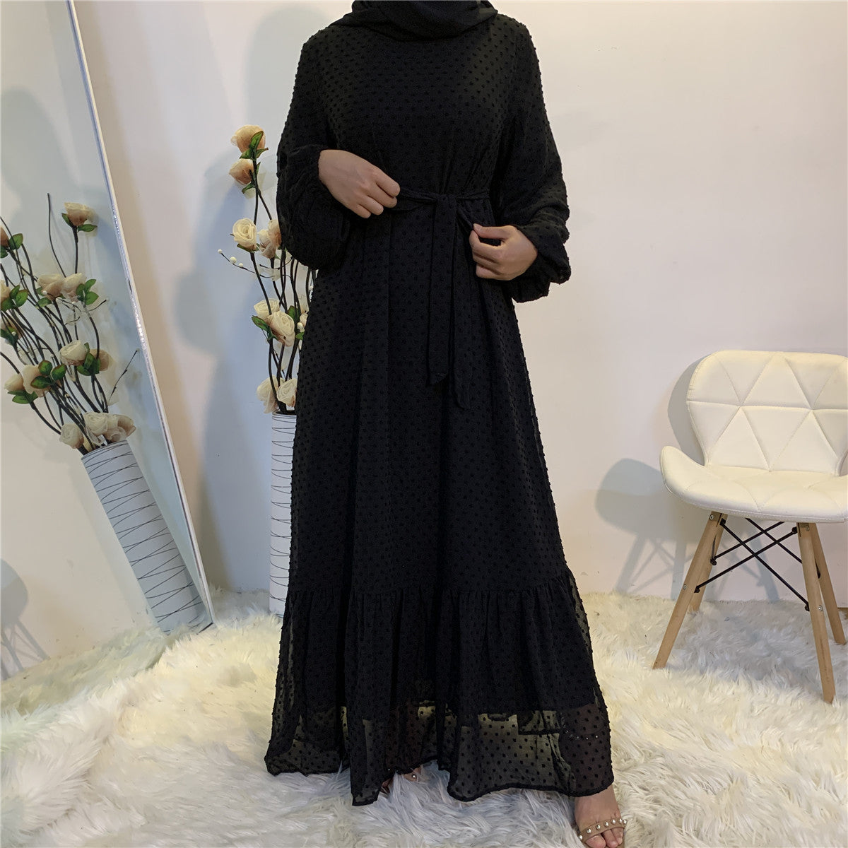 Women's Plain Unique Design Modest Abaya Dress