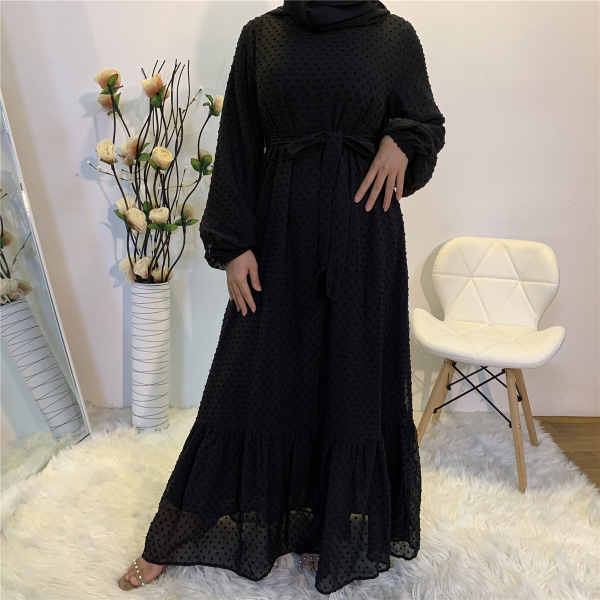 Women's Plain Unique Design Modest Abaya Dress