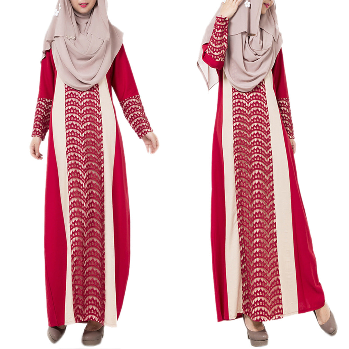 Modest Round Neck Long Sleeve Abaya Dress