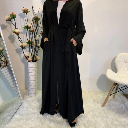 Women's Plain Lace Up Robe