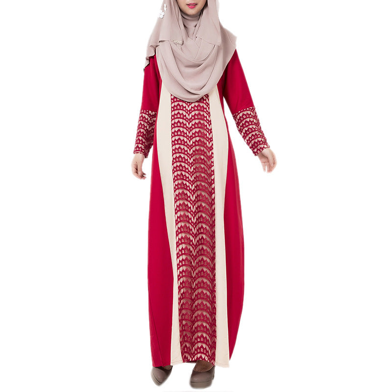 Modest Round Neck Long Sleeve Abaya Dress