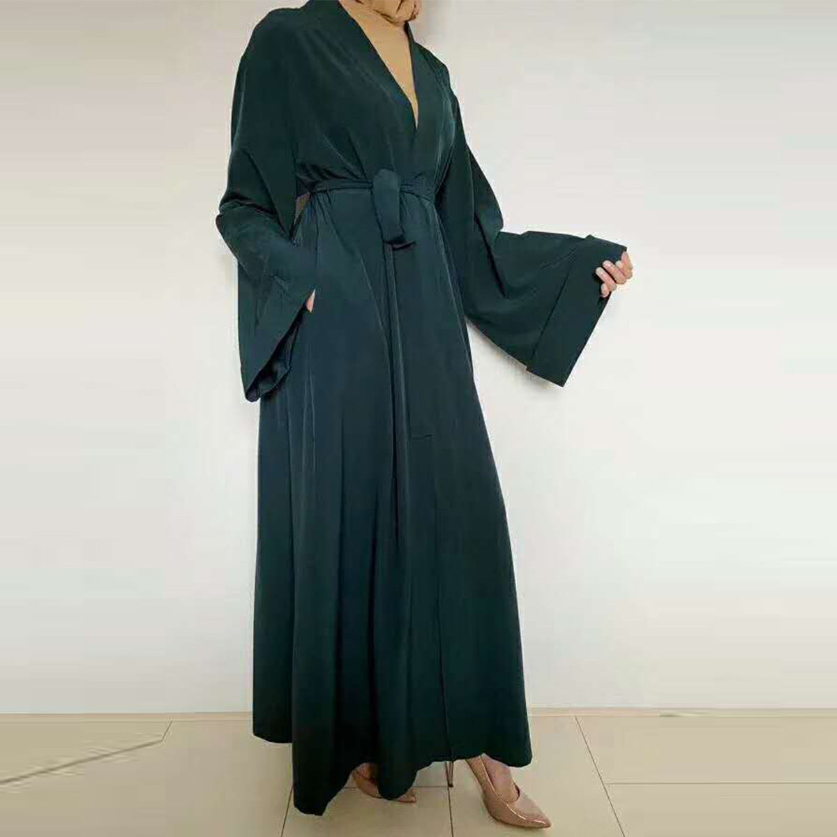 Women's Plain Lace Up Robe