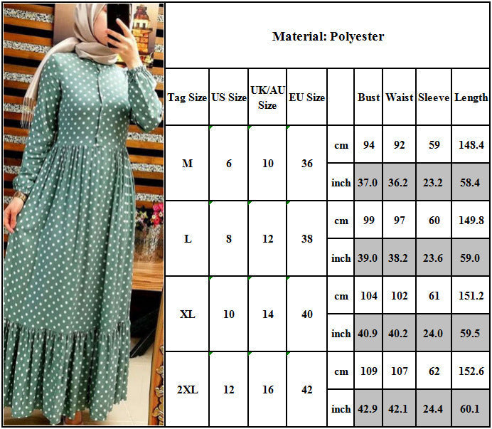 Polka Dot Ruffle High Waist Abaya Dress