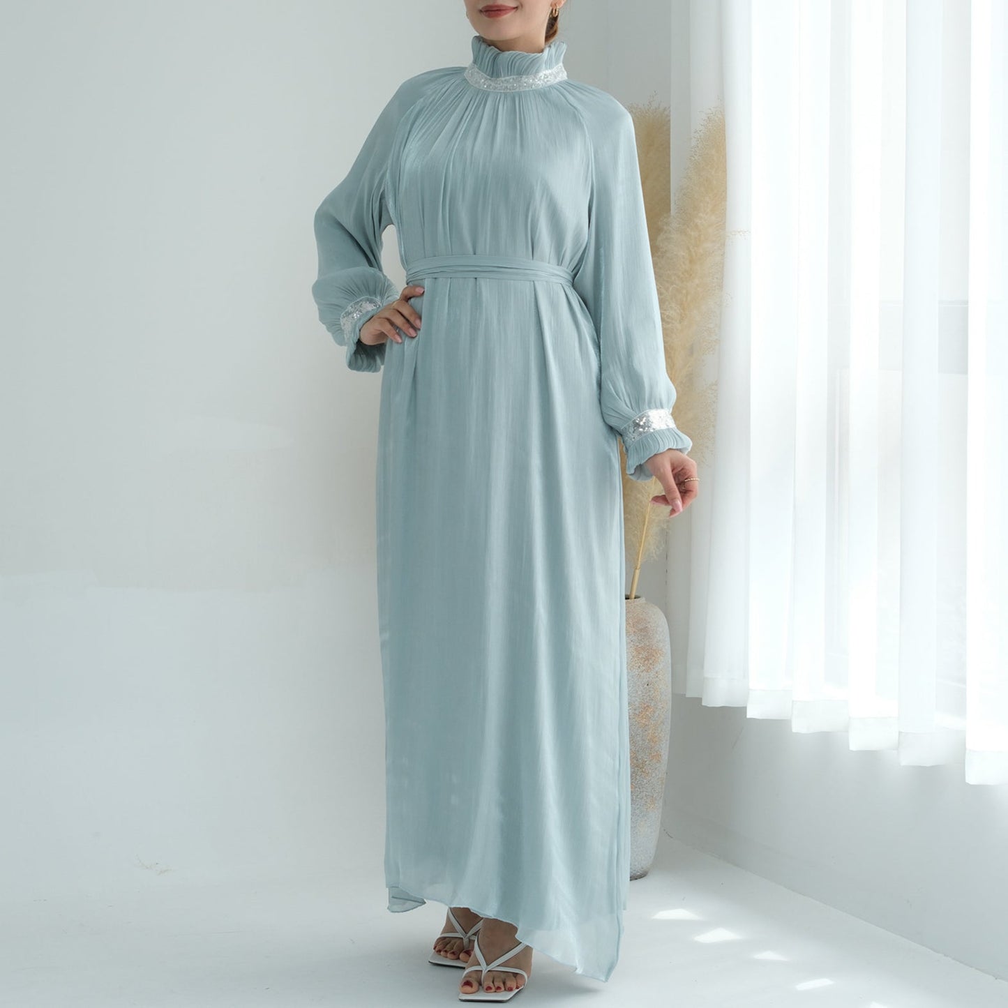 Women's Lace Up Modest Abaya Dress