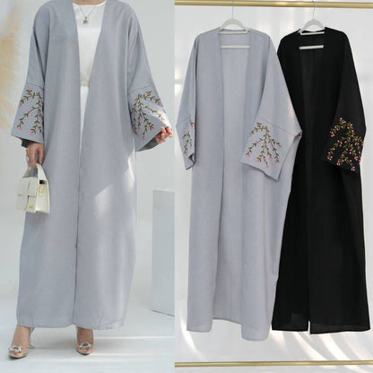 Modest Floral Embroidery Elegant Robe