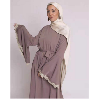 Plain Bell Sleeves Loose Modest Dress