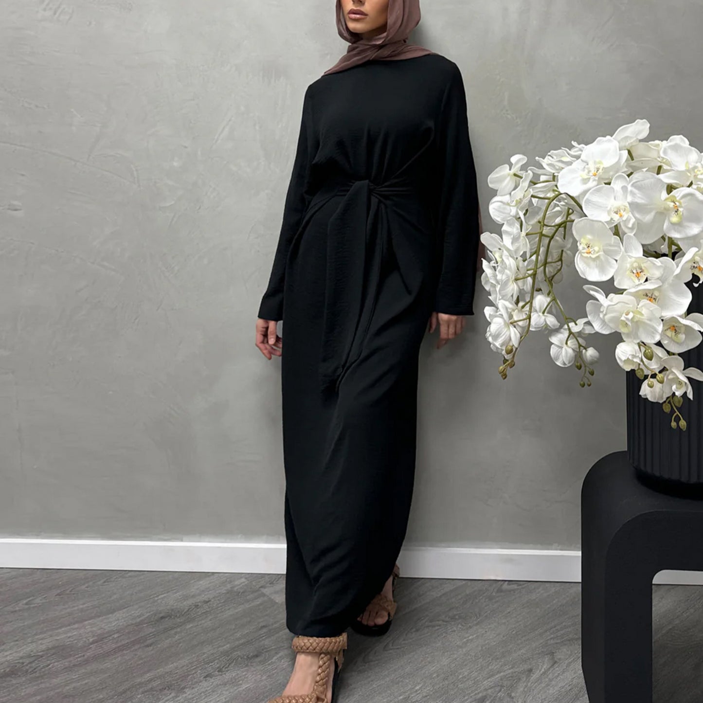 Women's Lace-up Modest Abaya Dress