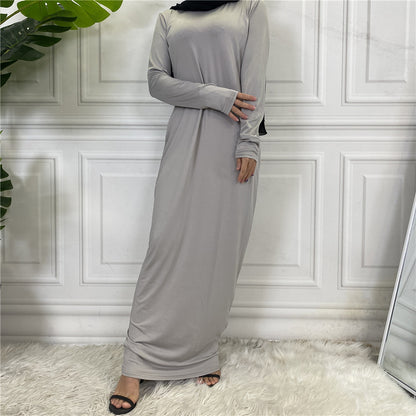 Women's Solid Color Long-sleeved Abaya Dress