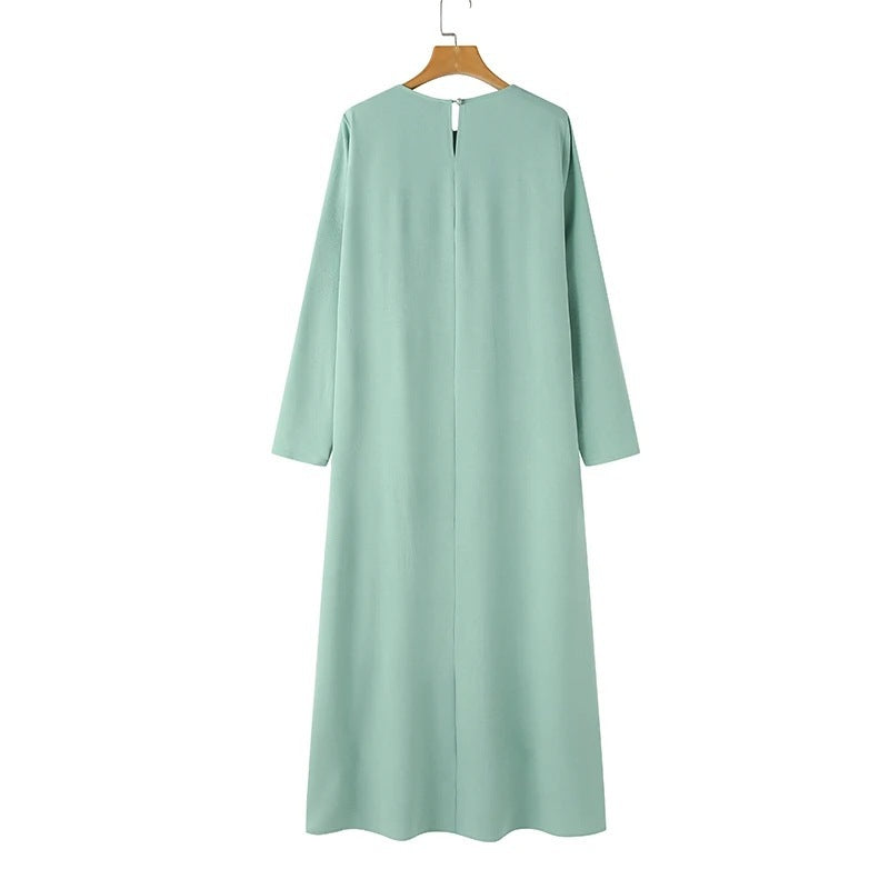 Elegant Solid Color Women's Modest Dress