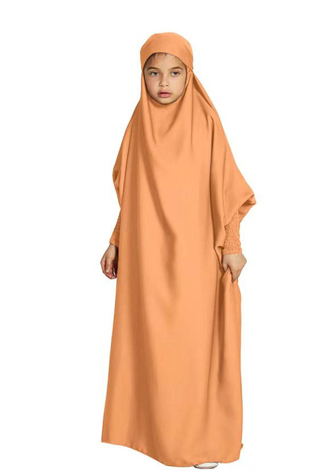 Kids Hooded Bat Sleeve Dress Jilbab