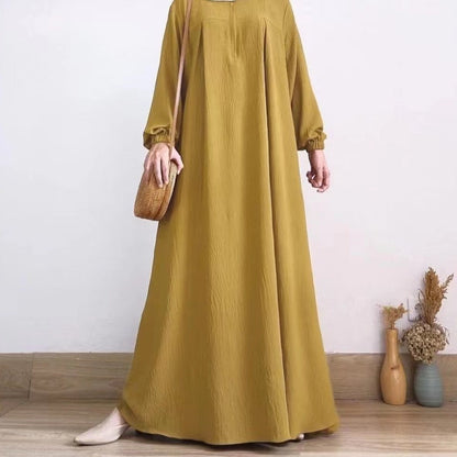 Women's Modest Zippered Crewneck Dress