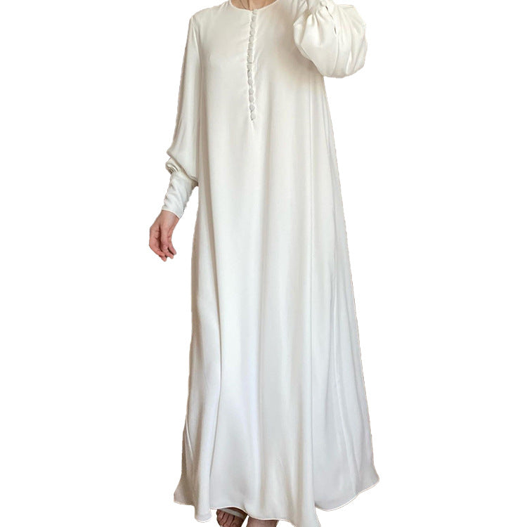 Women‘s Plain Elegant Double-layer Abaya Dress