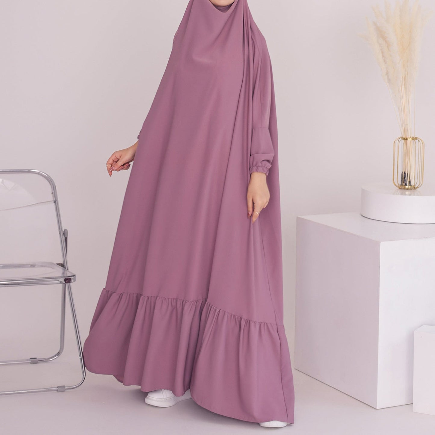 Women's Solid Color Modest Abaya Dress Jilbab