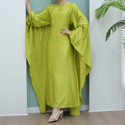 Women's Stretch Satin Modest Abaya Dress