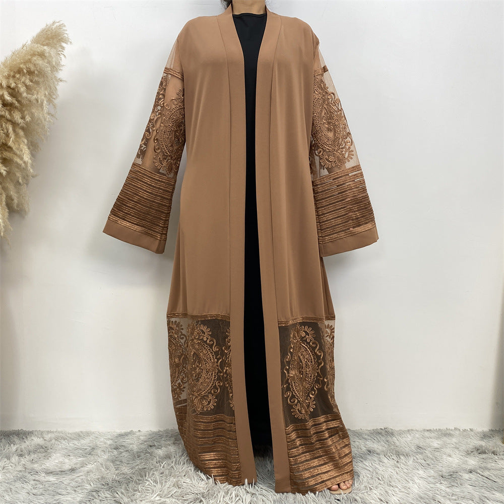 Women's Embroidered Mesh Robe Dress