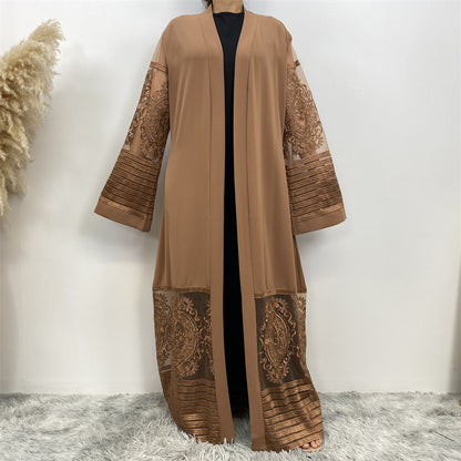 Women's Embroidered Mesh Robe Dress