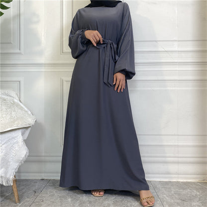 Modest Plain Pocket Casual Dress