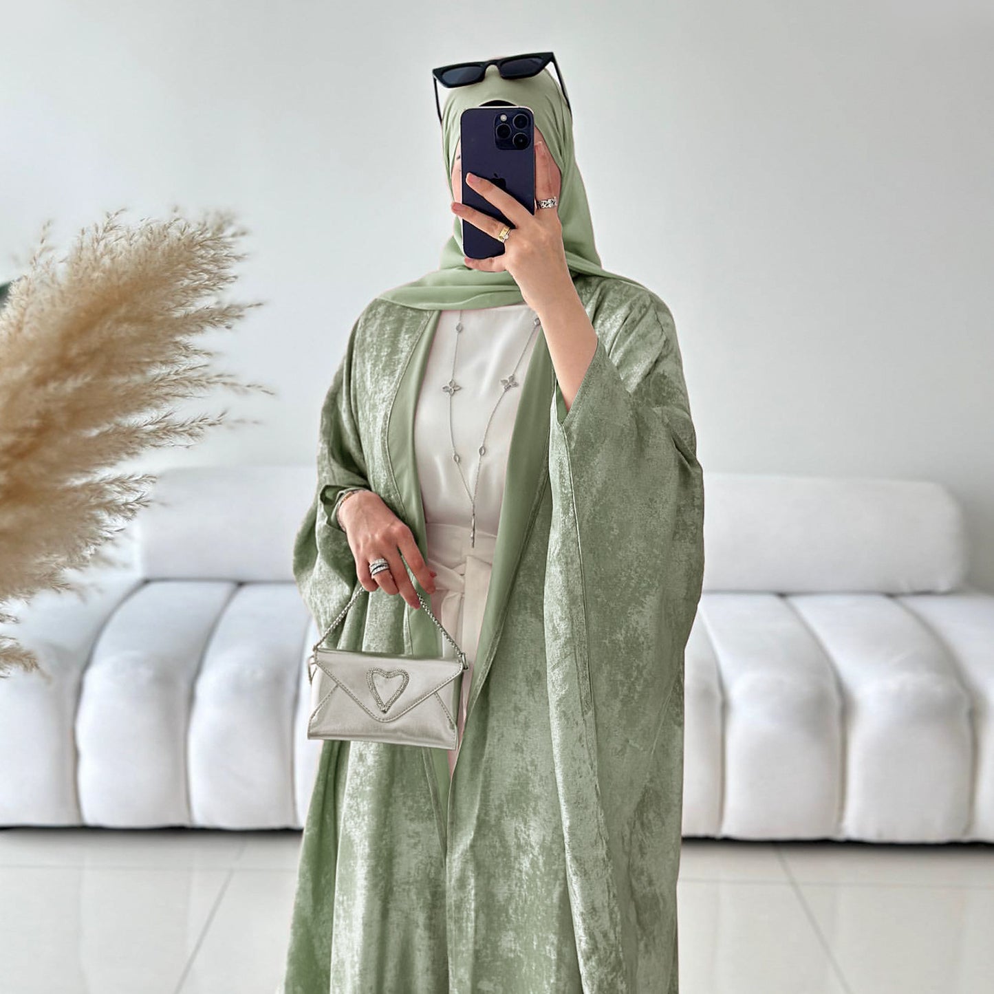 Women's Patchwork Elegant Open Abaya Robe