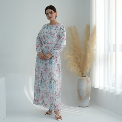 Women's Printed Modest Abaya Maxi Dress