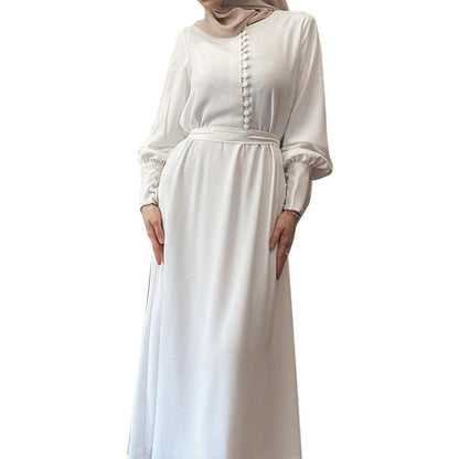 Women‘s Plain Elegant Double-layer Abaya Dress