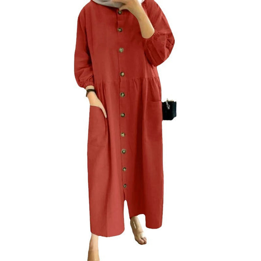 Women's Crewneck Puff Sleeve Maxi Dress