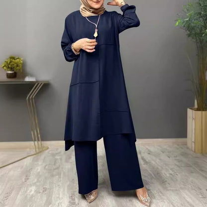 Stylish Women's Loose Shirt and Wide Leg Trouser Set