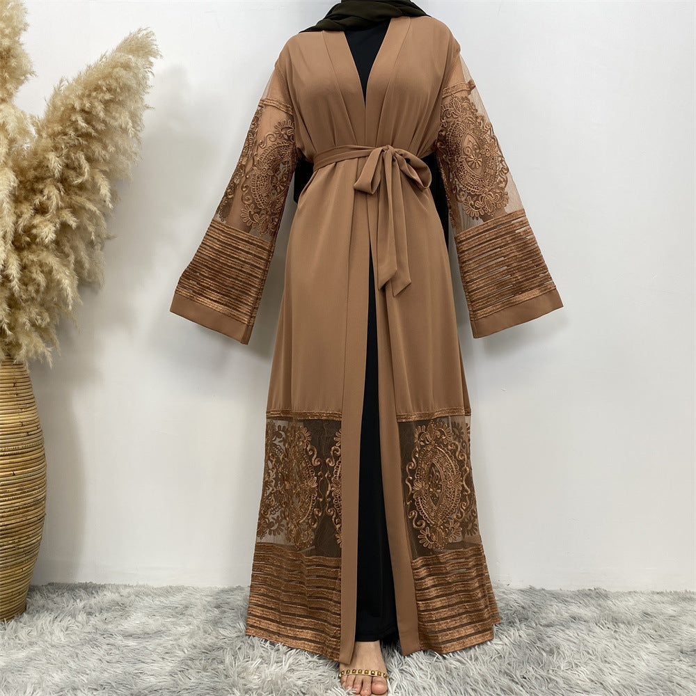 Women's Embroidered Mesh Robe Dress