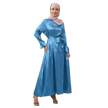 Plain Elegant Lantern Sleeve Abaya Dress