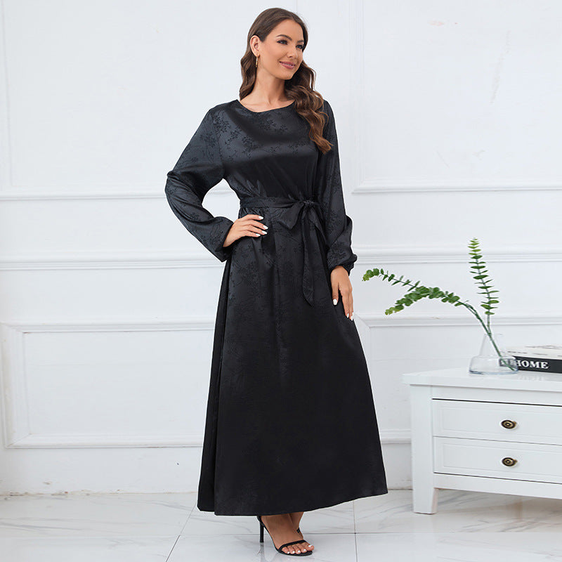 Plain Elegant Lantern Sleeve Abaya Dress