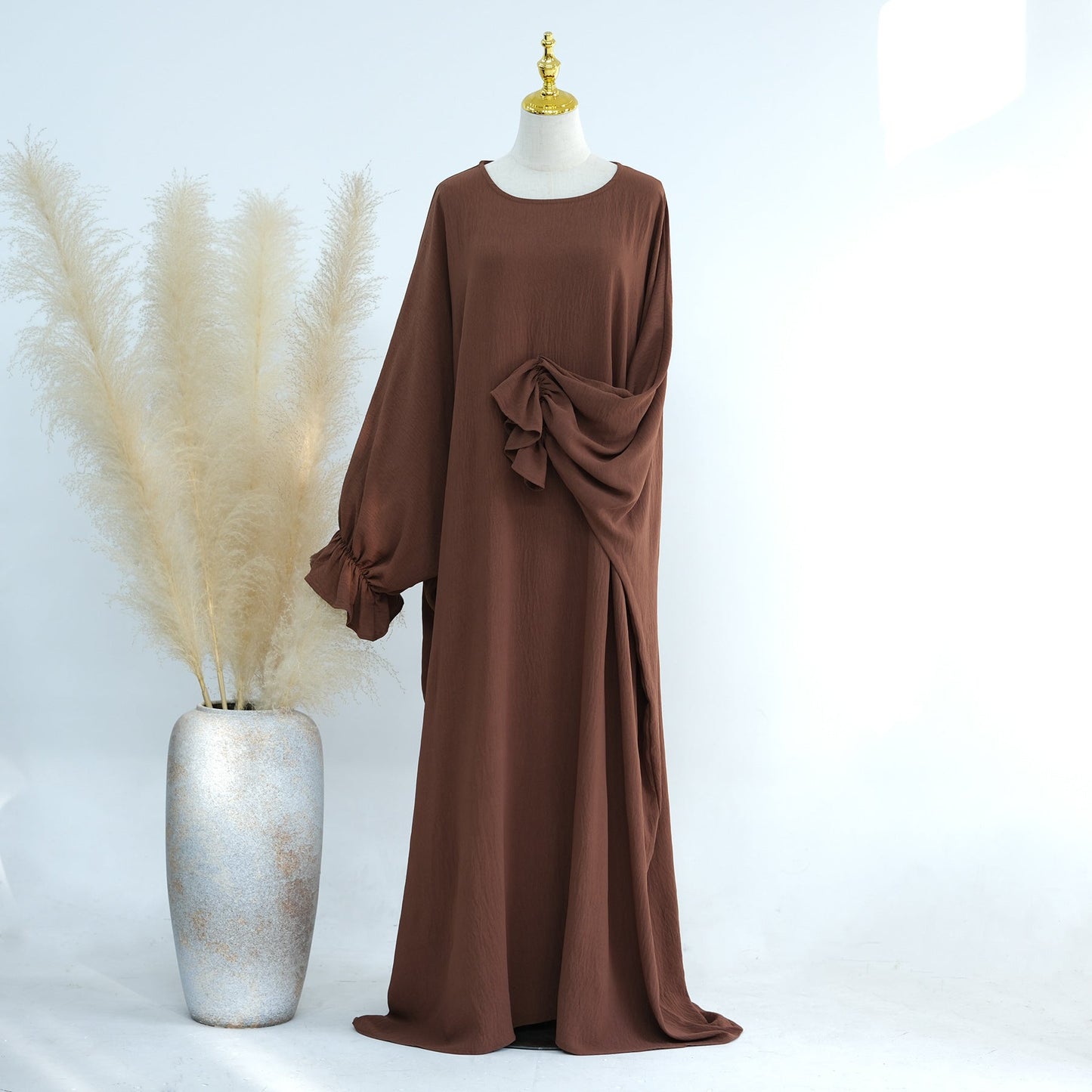 Women's Round Neck Plain Modest Dress