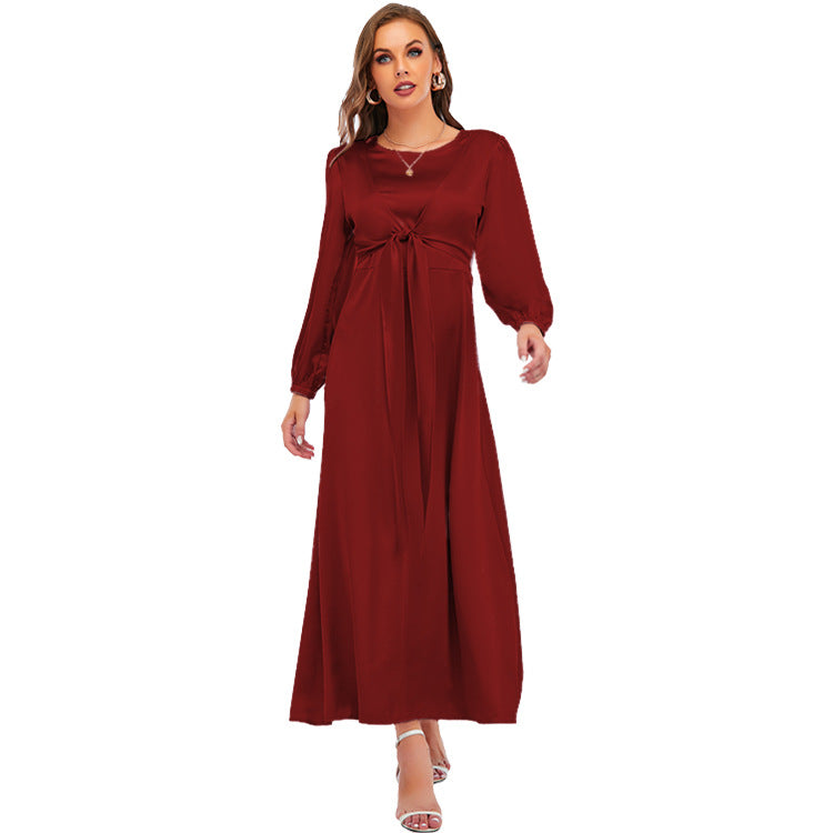 Women's Tie Up Elegant Satin Dress