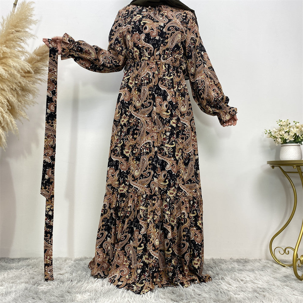 Stylish Printed Casual Maxi Abaya Dress