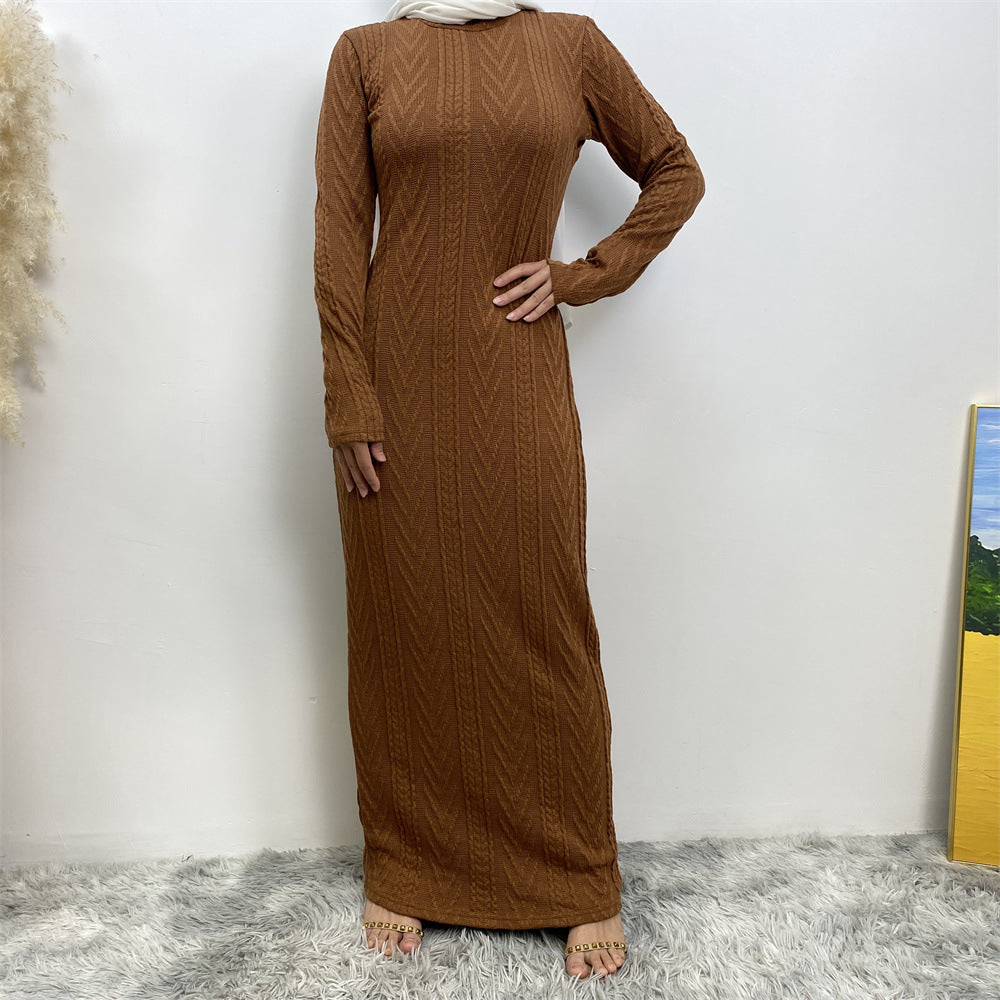 Modest Long-sleeved Sweater Base Dress